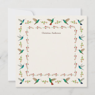 Custom Hummingbird Border Note Card