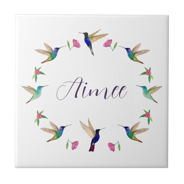 Custom Hummingbird  Ceramic Tile (Front)