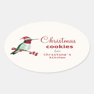 Custom Hummingbird Christmas Cookies Oval Sticker