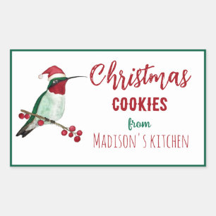 Custom Hummingbird Christmas Cookies Rectangular Sticker