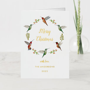Custom Hummingbird Christmas Foil Holiday Card