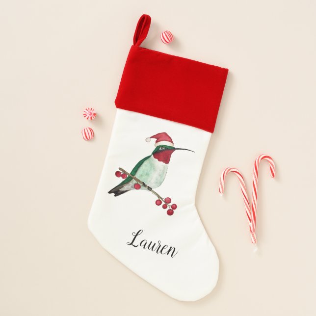 Custom Hummingbird Christmas Stocking (Front)