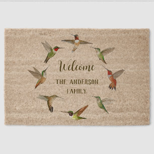 Custom Hummingbird Fiber Doormat