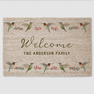 Custom Hummingbird Fiber Doormat