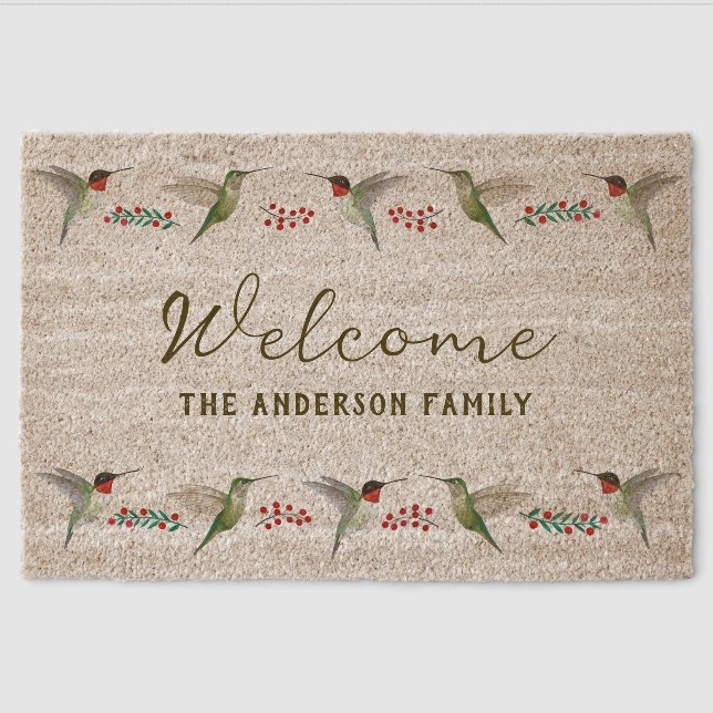 Custom Hummingbird Fiber Doormat (Front)