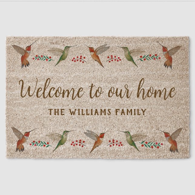Custom Hummingbird Fiber Doormat (Front)