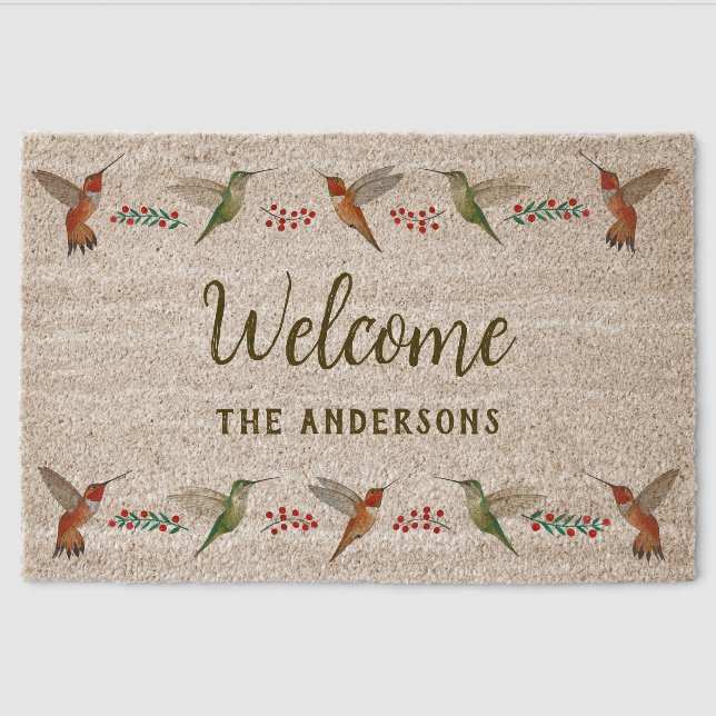 Custom Hummingbird Fiber Doormat (Front)