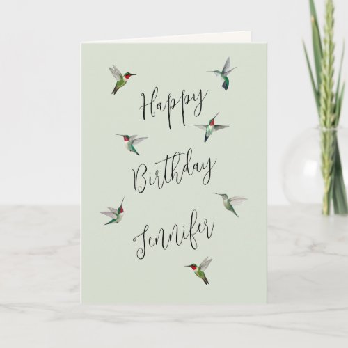 Custom Hummingbird Happy Birthday Card