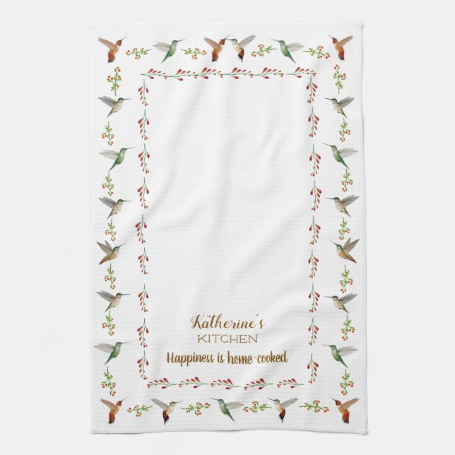 Custom Hummingbird  Kitchen Towel (Vertical)