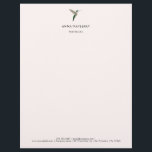 Custom Hummingbird  Letterhead<br><div class="desc">Elegant custom letterhead featuring a green hummingbird on a cream background. The font style,  font size and font color can be changed by clicking on "Edit using design tool".</div>