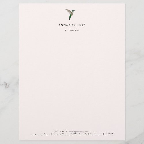 Custom Hummingbird  Letterhead