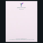 Custom Hummingbird  Letterhead<br><div class="desc">Pretty custom letterhead featuring a colorful hummingbird on a light pink background. The font style,  font size and font color can be changed by clicking on "Edit using design tool".</div>