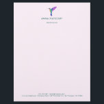 Custom Hummingbird  Letterhead<br><div class="desc">Pretty custom letterhead featuring a colorful hummingbird on a light pink background. The font style,  font size and font color can be changed by clicking on "Edit using design tool".</div>