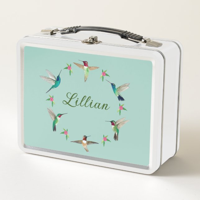 Custom Hummingbird  Metal Lunch Box (Front)