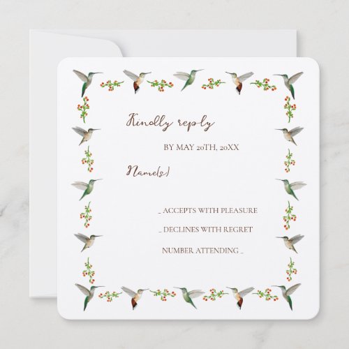 Custom Hummingbird RSVP Card