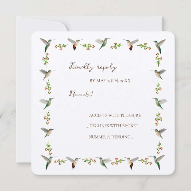 Custom Hummingbird RSVP Card (Front)