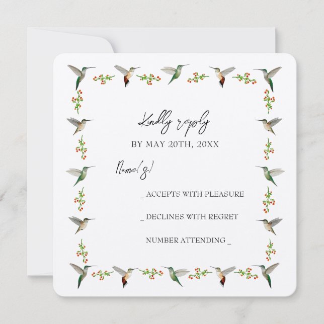 Custom Hummingbird RSVP Card (Front)