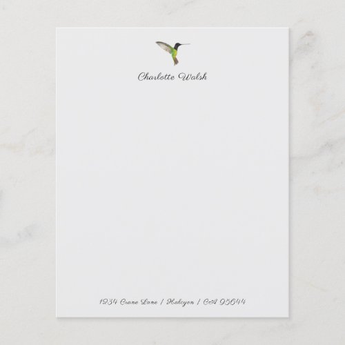 Custom Hummingbird Stationery Paper