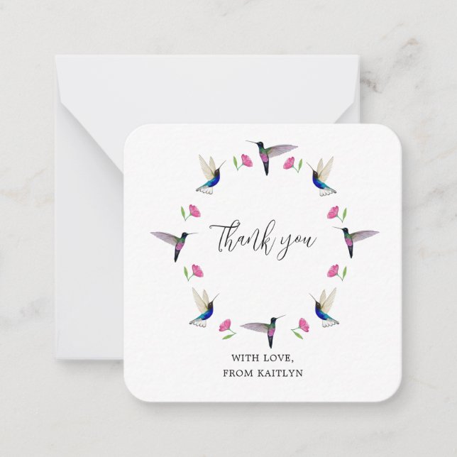 Custom Hummingbird Thank You Flat Note Card (Front)