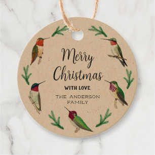 Custom Hummingbirds Christmas Favor Tags