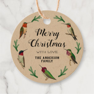 Custom Hummingbirds Christmas Favor Tags