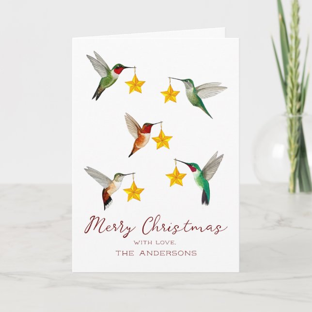 Custom Hummingbirds Christmas  Holiday Card (Front)