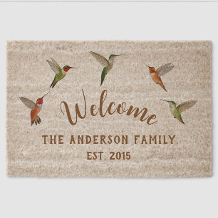 Custom Hummingbirds Doormat Fiber Doormat