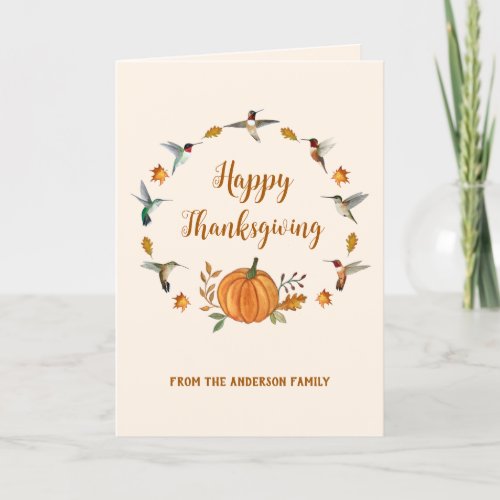 Custom Hummingbirds Happy Thanksgiving Card