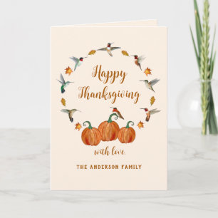 Custom Hummingbirds Happy Thanksgiving Card