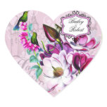 Custom Hummingbirds Magnolias Heart Stickers