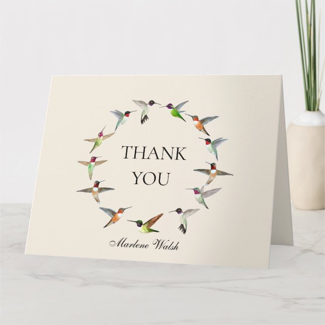 Custom Hummingbirds of North America Thank You Car Card (Front)