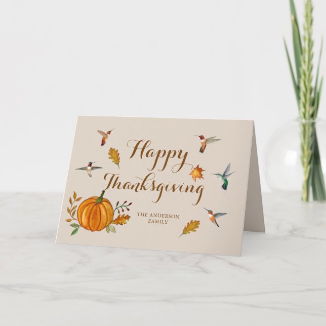 Custom Hummingbirds Thanksgiving Card (Front)