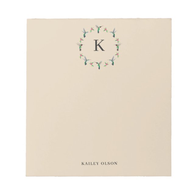 Custom Hummingbirds Wreath Notepad (Front)