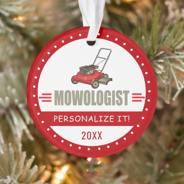 Custom Humorous Lawn Mowing Lawnmower Landscaping Ornament (Tree)