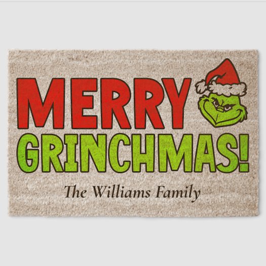 Custom Humorous Merry Grinchmas Red Green Coir