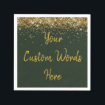 Custom Hunter Green & Gold Glitter Birthday Party Napkins<br><div class="desc">personalized sweet 16 paper napkin,  personalised 1st 15th 16th serviette,  wedding reception cocktail hen do,  quinceanera mis quince for her,  couple rehearsal dinner vow renewal,  daughter bridal shower high school,  son college graduate baby boy,  25th anniversary 30th 40th 50th,  girl bachelorette weekend night 18th,  20th 21st wife husband graduation</div>