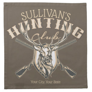 Custom Hunter NAME Deer Trophy Rifle Hunting Club Cloth Napkin