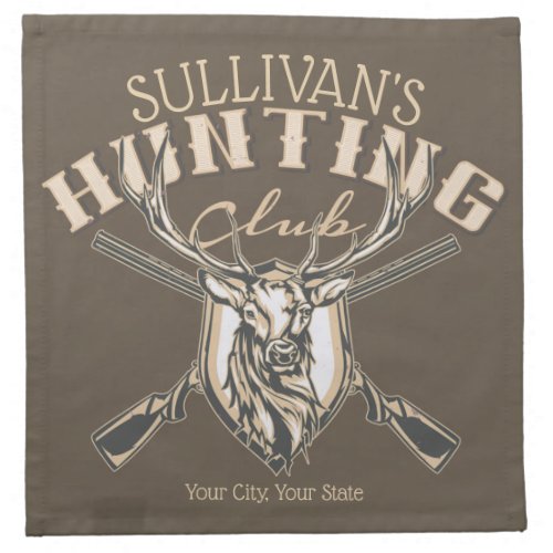 Custom Hunter NAME Deer Trophy Rifle Hunting Club Cloth Napkin