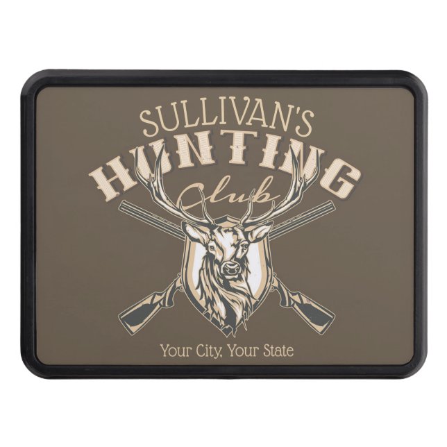 Custom Hunter NAME Deer Trophy Rifle Hunting Club Hitch Cover (Front)