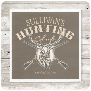 Custom Hunter NAME Deer Trophy Rifle Hunting Club Napkins