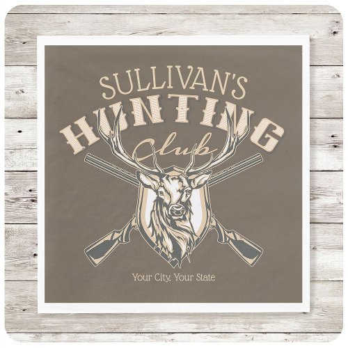 Custom Hunter NAME Deer Trophy Rifle Hunting Club Napkins