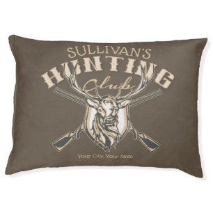Custom Hunter NAME Deer Trophy Rifle Hunting Club Pet Bed