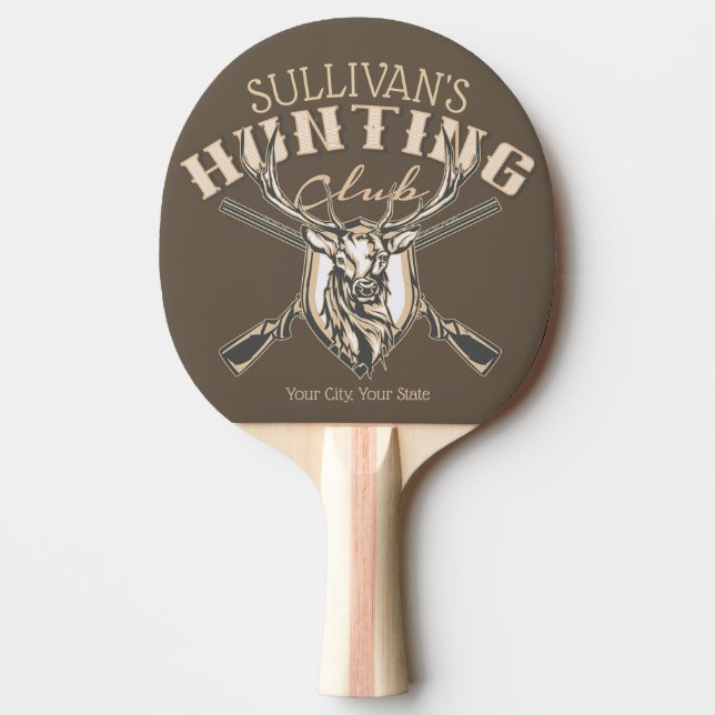 Custom Hunter NAME Deer Trophy Rifle Hunting Club Ping Pong Paddle (Front)