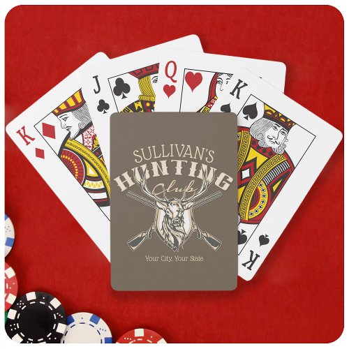 Custom Hunter NAME Deer Trophy Rifle Hunting Club Poker Cards