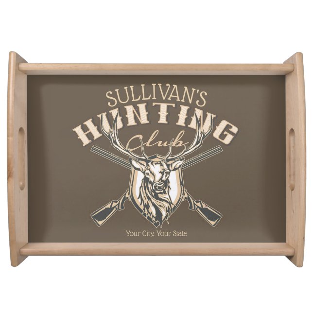 Custom Hunter NAME Deer Trophy Rifle Hunting Club Serving Tray (Front)