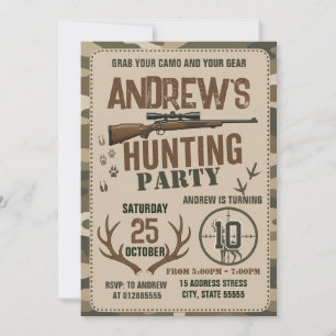 Custom Hunting Camo Birthday party Invitation
