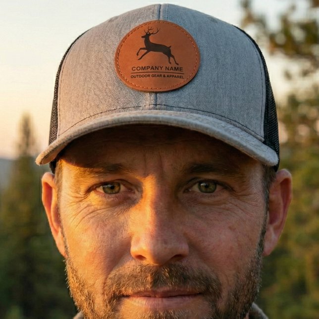 Custom Hunting Company Logo Personalized Text Leather Patch Hat (Custom Hunting Company Logo Personalized Text Leather Patch Hat)