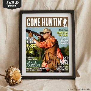 Custom Hunting Magazine Cover, Funny Hunting Gifts Poster
