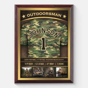 Custom Hunting Trophy Board, Camo Jersey Hunting Award Plaque
