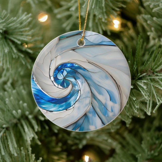 Custom Hurricane Blue White Ceramic Ornament (Tree)